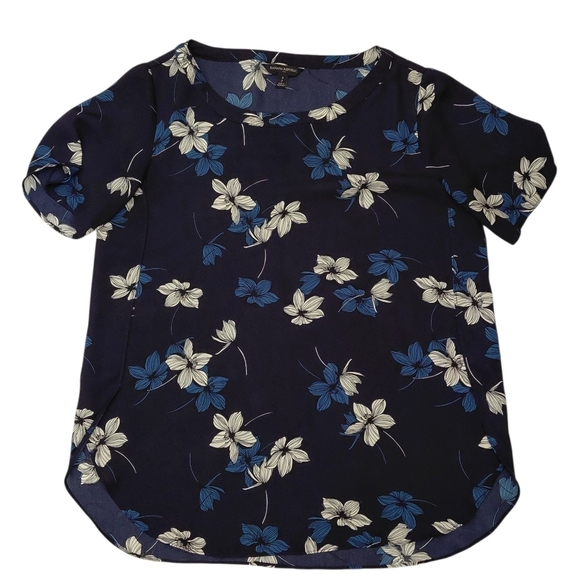 Banana Republic Navy Blue Floral Blouse - Picture 1 of 6
